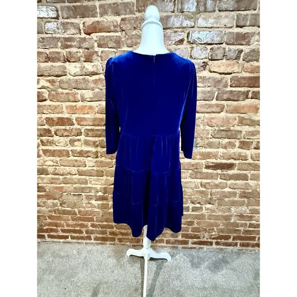 Madison Tara Women’s Sz 16 Blue Velvet Y2K Style Dress Holiday festival - Picture 3 of 9